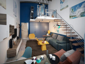 design-teenager-s-room-loft-style-with-sofa-tv-unit-staircase-second-level